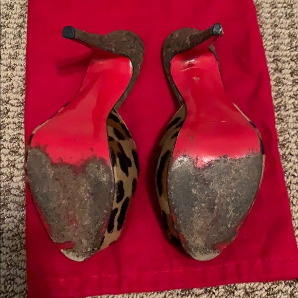 Christian Louboutin Leopard Print Hair Mules 37.5 - Picture 9 of 12